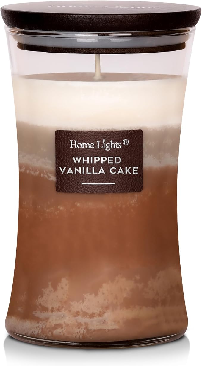 HomeLights 3-Layer Candles for Home Scented, 21.52 OZ Natural Soy Wax Scented Candles Burns Up to 100 Hours, Large Jar, Whipped Vanilla Cake