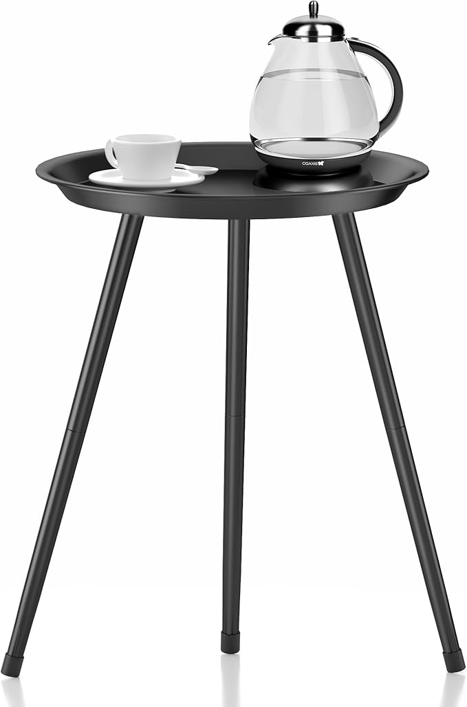 SYQ Small Black Side Table,Modern Round Metal end Table,Simple Circle Accent Table for Outdoor Living Room Bedroom Bathroom Office