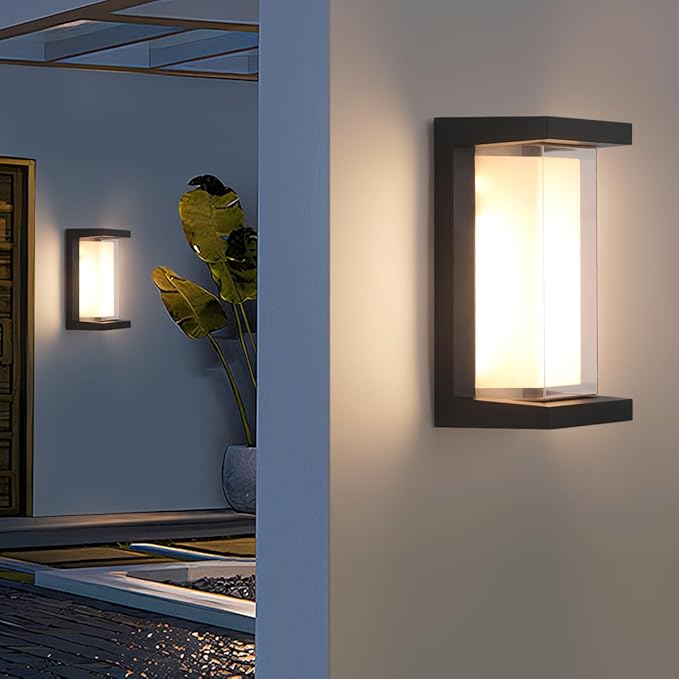 Wall Light Modern Outdoor Light Fixture 24W Outdoor Sconce Lights for House Black Aluminum Outdoor Lighting Waterproof for Porch,Patio,Garage 2100Lm