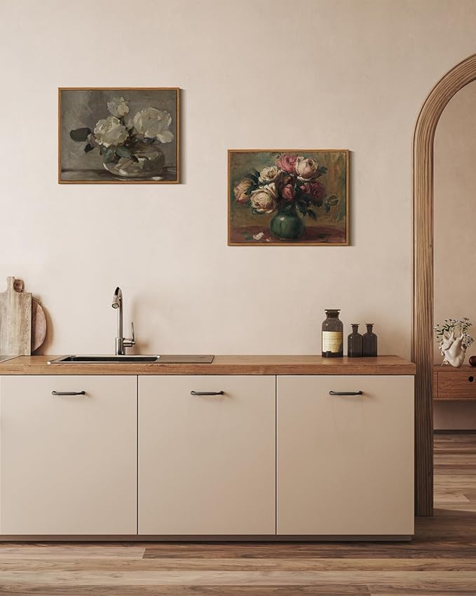 InSimSea Framed Wall Art for Living Room Flower Art Home Decor Framed Vintage Botanical Prints Rustic Farmhouse Wall Decor Mid Century Modern Decor Art Prints Floral Home Decor for Bedroom 11x14in