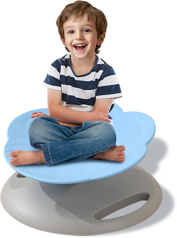 Swivel Chair for Kids, 360° Spinning Seat, Toddler Sit and Spin Chair, Sensory Balance Toys for Children, Autism Sensory Equipment ADHD Perfect for Home Classroom Therapy Centers (Blue)