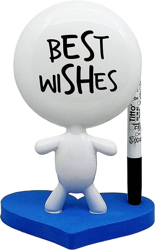 Coworker Gifts - TITTO in Love, Draw Your Ideas - Home Gift - Deco Your Desk - Ceramic Doll - Titto The Dry Erase Message & Memo Doll Whiteboard - Blue Office (Blue)