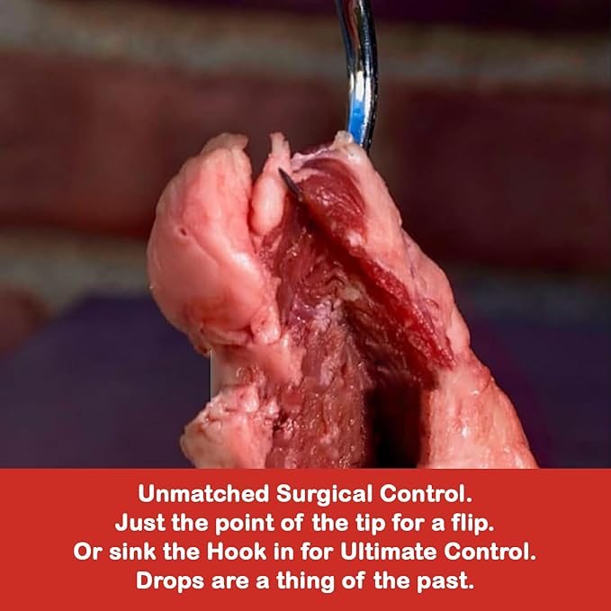 The Original BBQ Hooker, Meat Turner. Pigtail Flipper, Steak Flipper, Weber BBQ Grill, Spatula, BBQ Tongs, BBQ Tools, Camping Tool, Fire Pit Tool, Green Egg, Komodo Joe Grill.