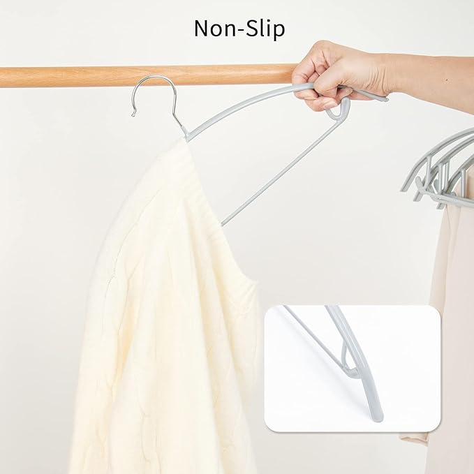 Nature Smile Non Slip PVC Coating Sweater Hangers,Dress Suit Coat Hangers,Shoulder Bump Free Golf T Shirts Clothes Hangers (Silvery Grey Color 20 Pack)