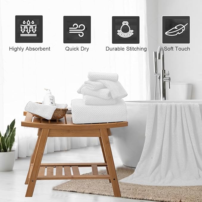 Hand Towels Set 2 Pack-16“x31”,Ultra Soft Microfibers Bathroom Towel Set Highly Absorbent Quick Dry Luxury Premium Towel Lightweight Durable Hand Towel Collection for Hotel Spa Gym Kitchen,White