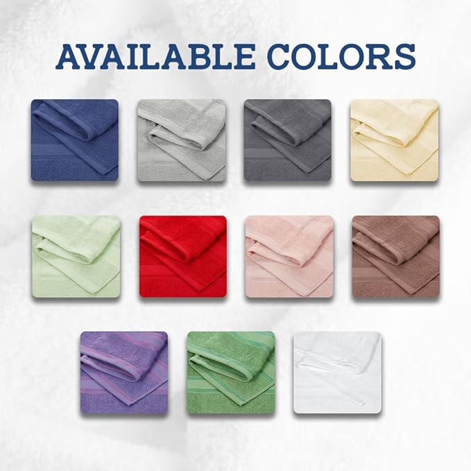 Casa Lino Bath Towel Set of 8 (2 Bath Towels, 4 Wash Cloths & 2 Hand Towels for Bathroom) - 100% Cotton - Highly Absorbent & Quick Dry - Guest Room Essentials for Bathroom Set - (Red)