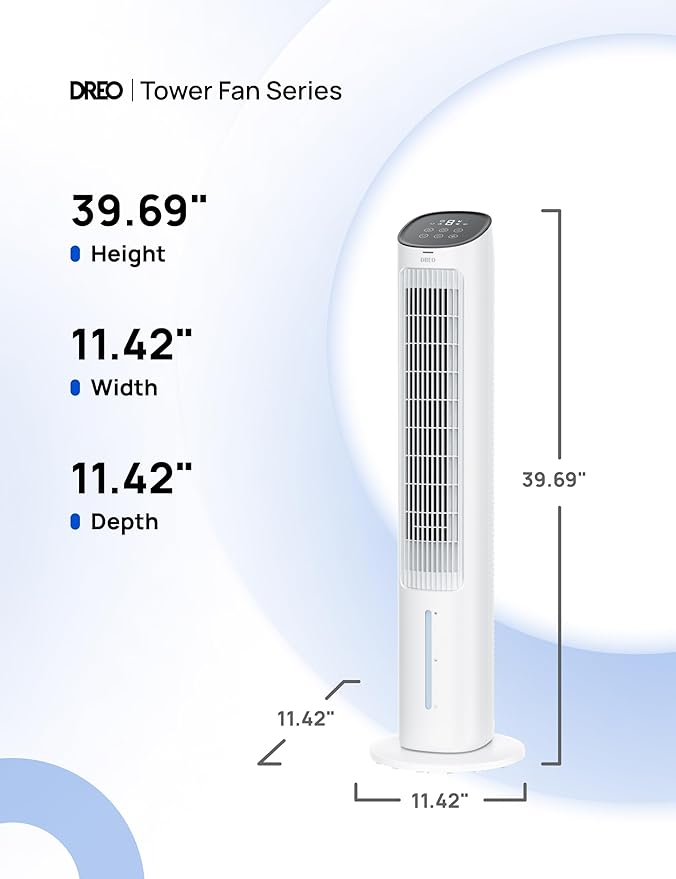 Dreo Evaporative Air Cooler, 40” Standing Fans that Blow Cold Air, 80° Oscillating Bladeless Cooling Fan for Bedroom, Swamp Cooler, Removable Water Tank, Ice Pack, Remote, 3 Mode 4-Speed, White