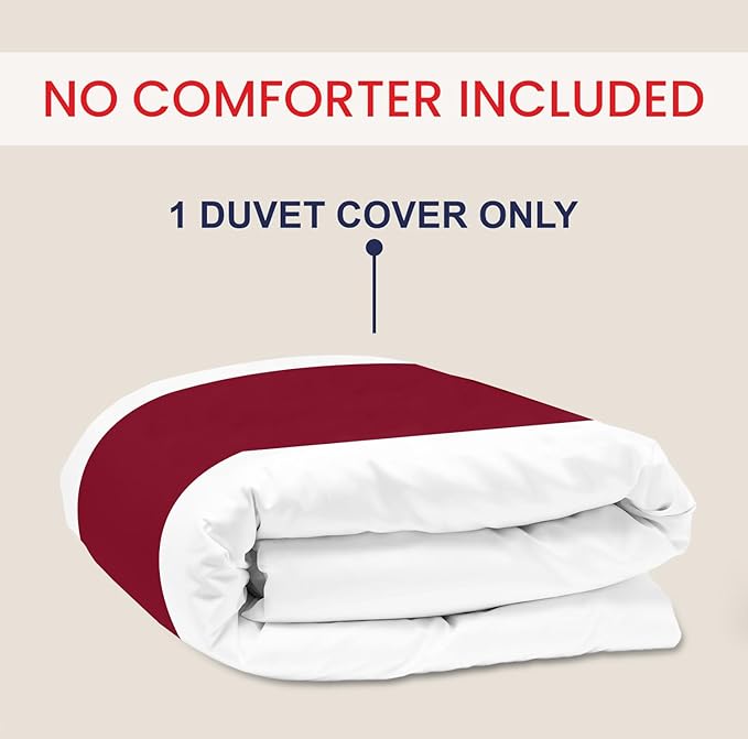 Kotton Culture 1 Pc King Size Duvet Cover Only -100% Egyptian Cotton Sateen 600 Thread Count Ultra Soft Premium Durable Comforter Cover Zipper Closure & Corner Ties (Snow Red, King 102"x94")