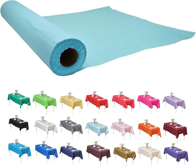 Craft And Party, Aqua Plastic Table Cover Roll - 40in X 100 feet Heavy Duty Plastic Banquet Table Cover Roll. (Aqua)