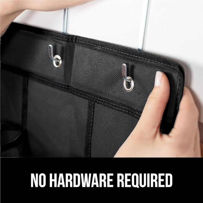 GORILLA GRIP Over the Door Shoe Organizer, 24 Large Breathable PVC Pockets, Space Saving Hanging Storage Holder, Closet Rack Hanger Holds Up to 40 lbs, Hangs on Closets for Shoes 2 Pack, Black