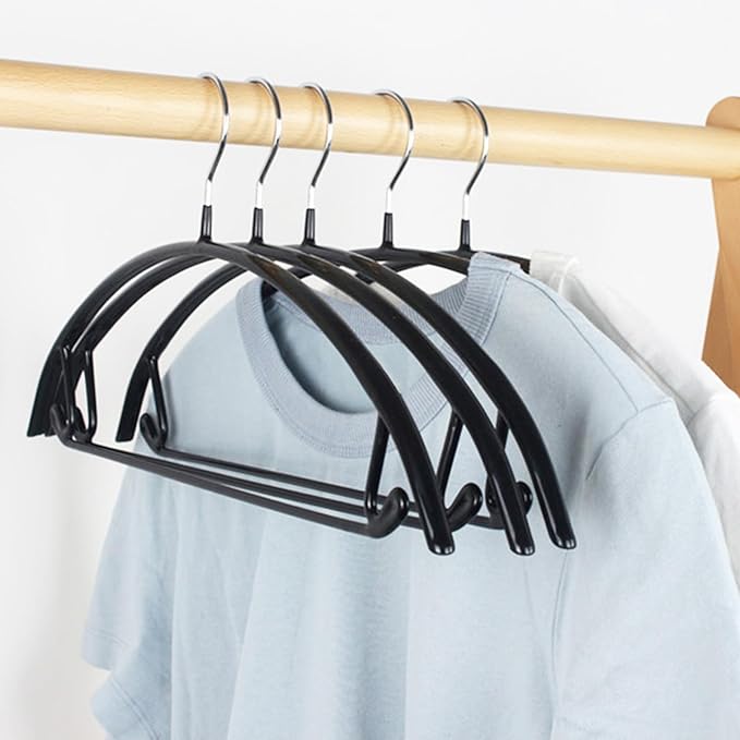 Tosnail 10-Pack Non-Slip Sweater Hangers with Pants Bar, Dimple and Crease Free Hanger for Suit Coat, Shirt, Closet Organizer, Black