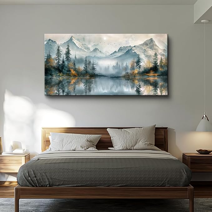 MHARTK66 Large Wall Art For Living Room Canvas Wall Decor For Bedroom Modern Office Decorations Forest Trees Landscape Pictures Lake View Wall Paintings Canvas Artworks Ready To Hang Home Decor