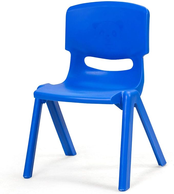 Costzon Plastic Stackable School Chairs, 6 Pack, Kids Learning Chairs with 11 inch Seat Height, Carrying Handle, Waterproof Children Chairs for Playrooms, Schools, Daycares and Home (6 Pack, Blue)
