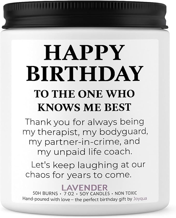 Birthday Gifts for Women – Funny 7oz Lavender Candle, Best Friend Birthday Gifts for Women Unique, Thoughtful Gift for BFF, Soul Sister, Coworker, or Classmate, White