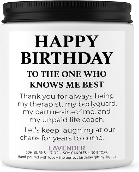 Birthday Gifts for Women – Funny 7oz Lavender Candle, Best Friend Birthday Gifts for Women Unique, Thoughtful Gift for BFF, Soul Sister, Coworker, or Classmate, White