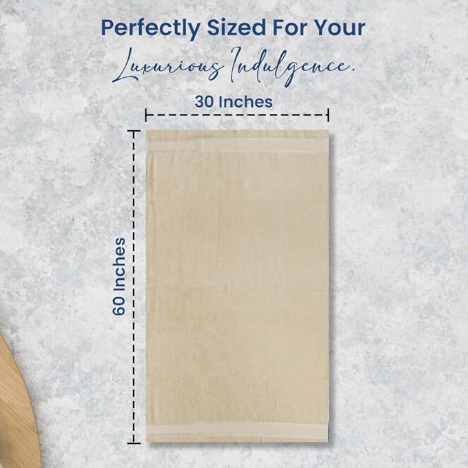 Casa Lino Set of 4 Luxury Linen Bath Towels Extra Large | 100% Soft Cotton 600 GSM Thick Absorbent Quick Dry Hotel Bathroom Towel for Home | 30"x60" | Linen