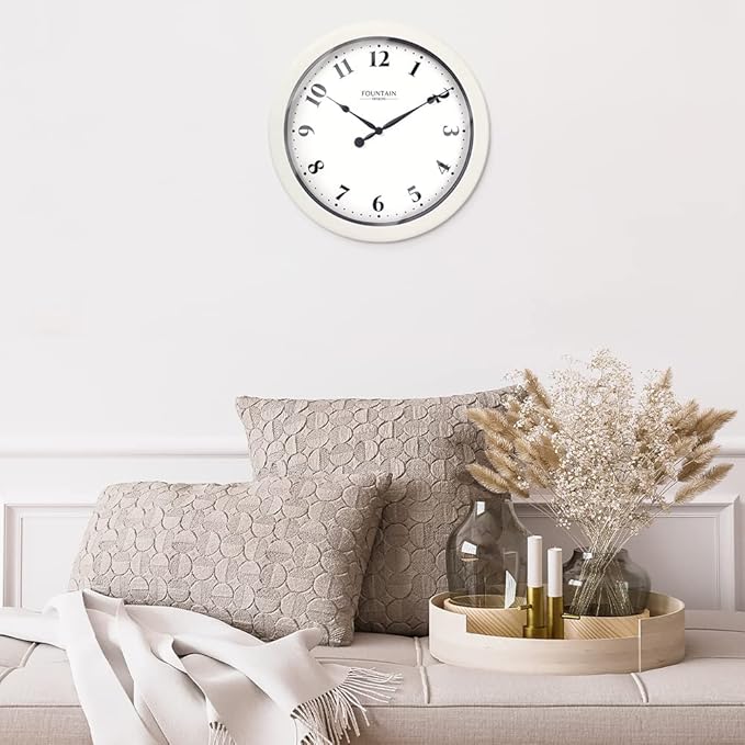 10.4" Small Modern Indoor/Outdoor Wall Clock, Waterproof & Weatherproof Clocks for Bathroom, Porch, Patio and Pool Decor,Snowberry White