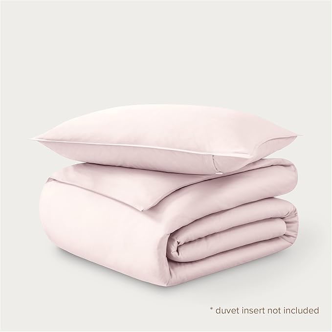 Bare Home 100% Organic Cotton Sateen Duvet Cover Set - Twin/Twin Extra Long Size - 400 Thread Count - Smooth Sateen Weave - Warm & Luxurious - Duvet Cover (Twin/Twin XL, Dusty Pink)