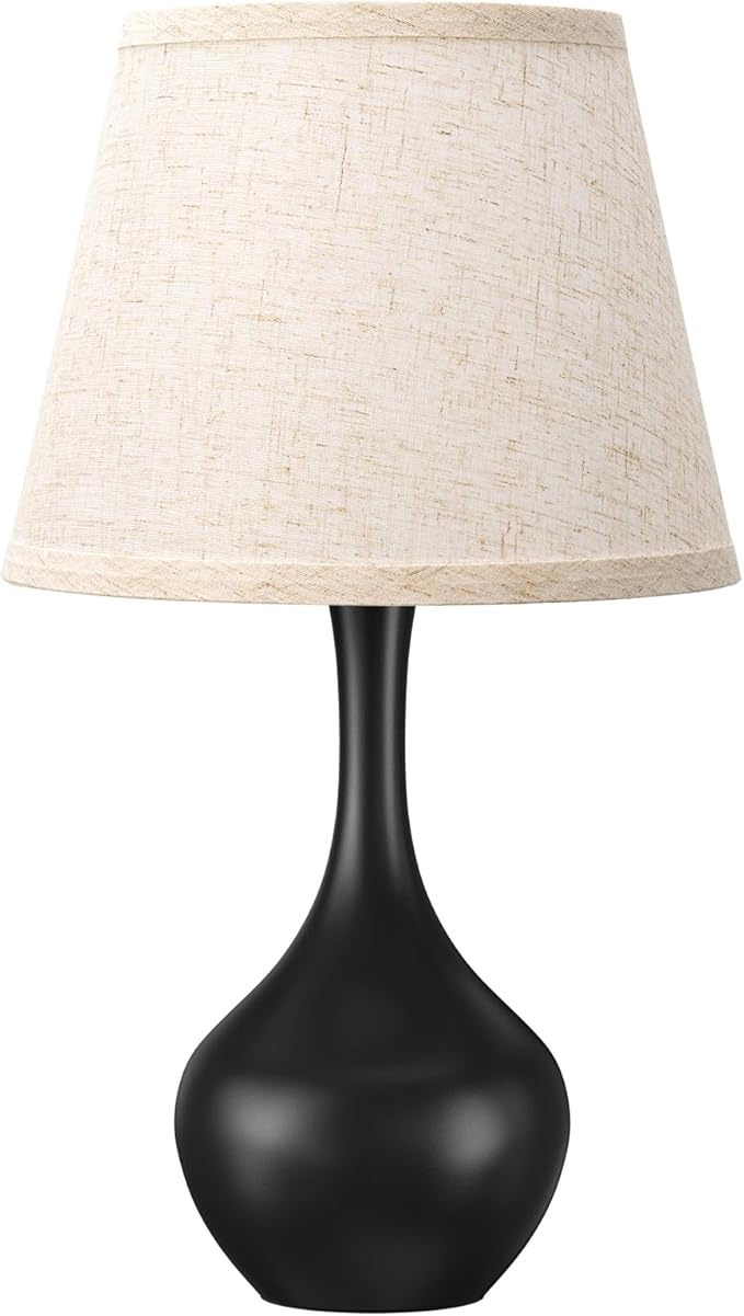 Seealle Touch Table Lamp for Bedroom, 3-Way Dimmable Small Bedside Lamps for Night Stands with Wires, Black Desk Lamp for Kids Room, Office, Living Room, End Table(LED Bulb Included)