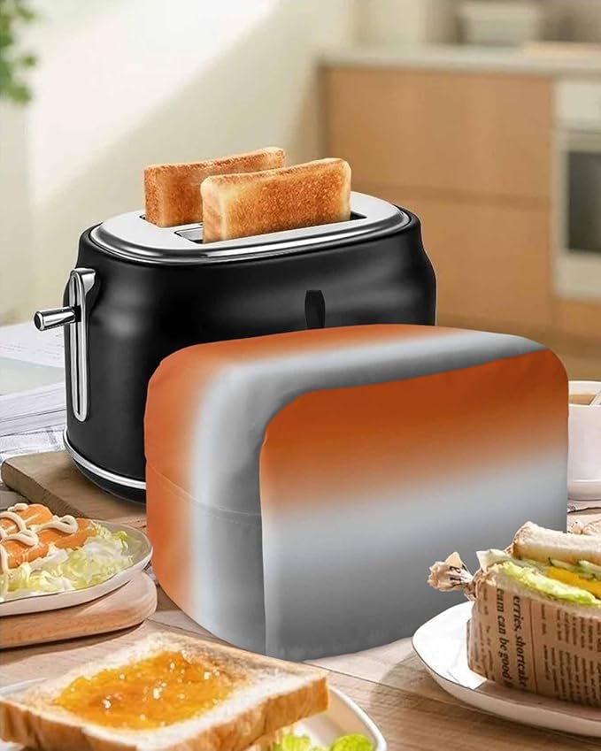 Toaster Cover 4 Slice Orange Grey Ombre Toaster Oven Cover with Pockets Gradient Gradual Color Dustproof Bakeware Protector Small Kitchen Appliance Dust Covers and Fingerprint Protection for Women