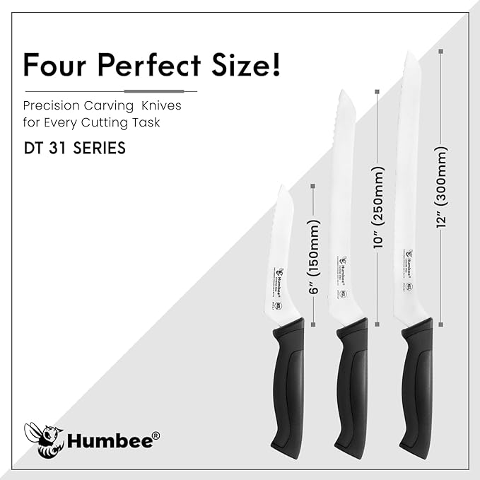 10-Inch Offset Serrated Bread Knife, Premium High Carbon Stainless Steel Blade Knife for Bread with Ergonomic Handle, NSF Certified, DT-31 Series, Black