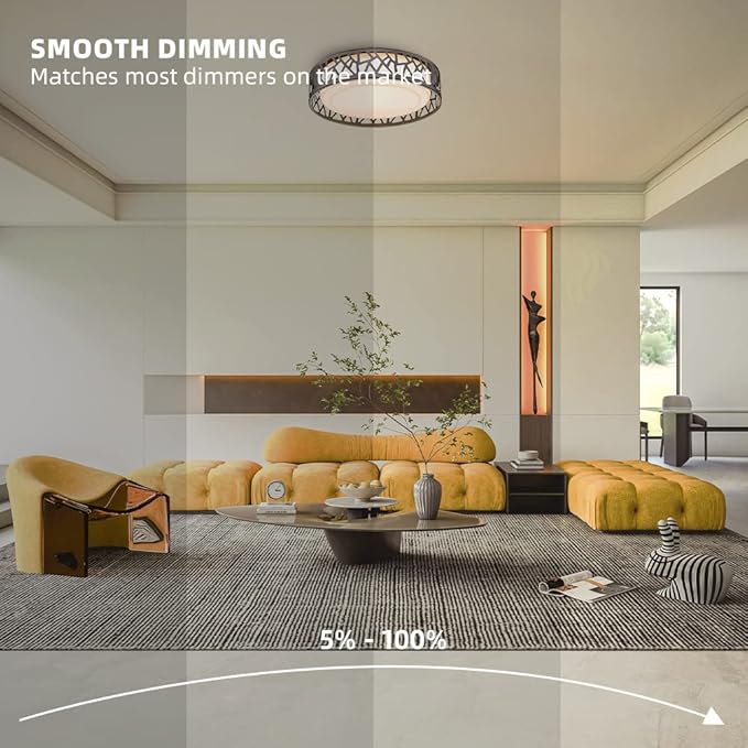 LED Flush Mount Ceiling Light, 14 Inch 20W Dimmable Round Deco Lighting Fixture Oil Rubbed Bronze Finished,1400 Lumens 3000K Warm White, ETL Listed for Kitchen, Hallway, Bedroom, Stairways