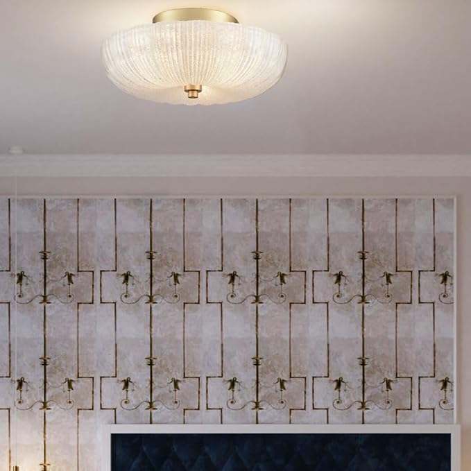 DIRYZON Modern 3-Light Ceiling Light Fixture,Brass Hallway Light Fixtures Ceiling,Semi Flush Mount Ceiling Light with 12 Inch Fine Sand Glass for Kitchen Living Room Bedroom