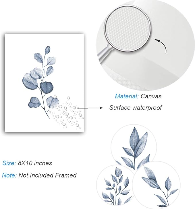 XUOIAYNB Watercolor Minimalist Leaves Wall Art Print- Living Room or Bedroom Decor, Modern Botanical Plant Canvas Print (Set of 6), Unframed, 8X10 inch 2