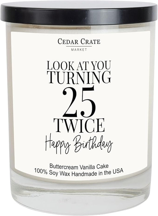 50th Birthday Gifts for Her - Best Ideas, Buttercream Vanilla Scented, 100% Soy Candle for Women, Friends, Mom, Wife, Sister, Grandma, Handmade Aromatherapy Candles Decoration