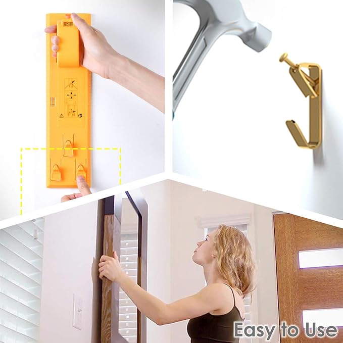 100 lb Picture Hangers, Picture Hooks for Hanging Pictures, 20Pcs Frame Hooks Picture Hangers Heavy Duty Hardware Hanger Kit Wooden Wall Painting Hangers Hooks and Nails for Pictures