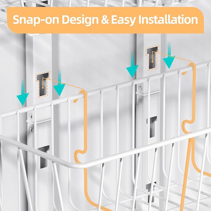 8-Tier Over Door Pantry Organizer with Mesh Baskets, Foldable Metal Hanging Spice Rack with 8 Baskets for Kitchen Organizers and Storage, for Home & Kitchen Laundry Room Bathroom Essentials, White