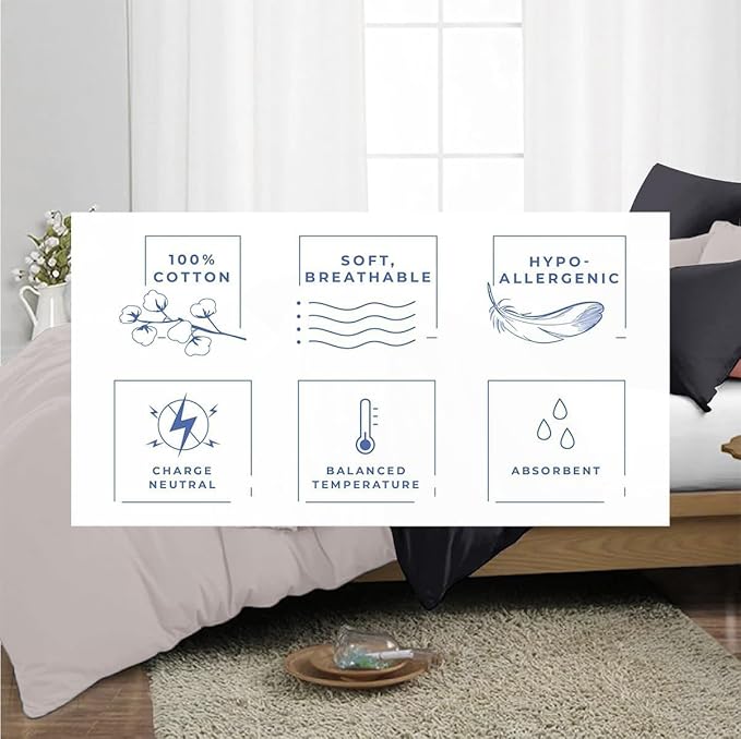 Kotton Culture 1 Pc Queen Size Duvet Cover Only -100% Egyptian Cotton Sateen 600 TC Ultra Soft Premium Durable Comforter Cover Zipper Closure & Corner Ties (Blended Grey, Queen/Full 90" X 90")