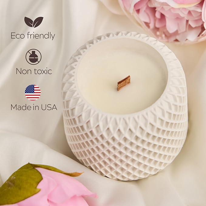 Scented Candles - Luxury Concrete Jar Candle for Home Scented, Soy Wax Candle - Relaxation Gift for Women, Premium Room Décor, Non-Toxic, Great Idea for Gifts (White Dune)
