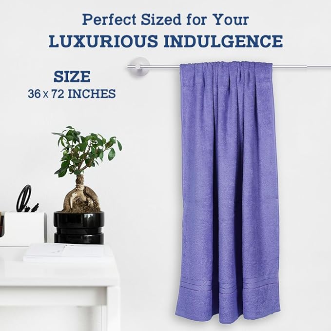 Casa Lino Bath Sheets Set Extra Large - 100% Cotton Extra Large Bath Towels - Highly Absorbent & Quick Dry Oversized Towels for Adults - 60" x 30" - Pack of 2 - (Purple)