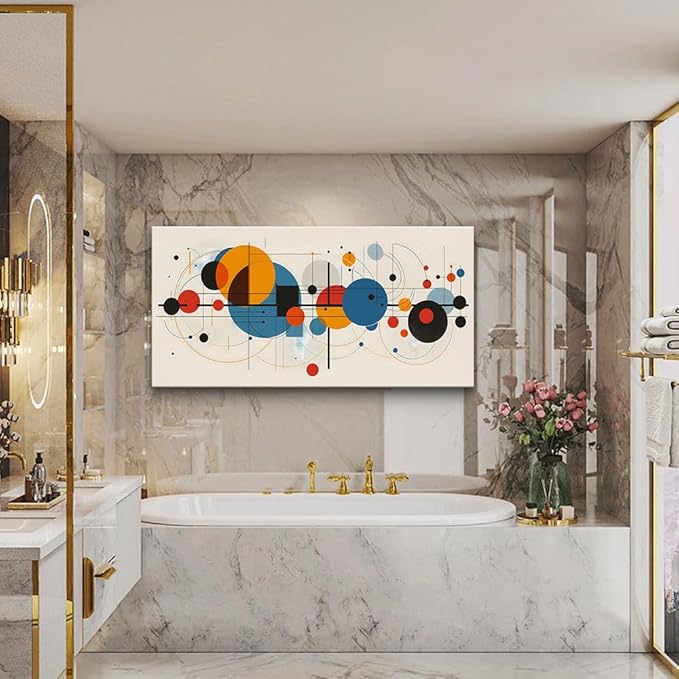 hyidecorart Canvas Wall Art For Living Room Boho Wall Decor For Bedroom Office Wall Decorations Minimalism Abstract Geometric Wall Paintings Ready to Hang Wall Pictures Artwork Modern Home Decor