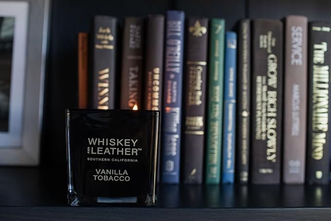 Whiskey & Leather Scented Candle - Cedar Lavender – Additional Scents and Sizes – 100% Cotton Lead-Free Wick - Luxury Air Freshening Jar Candles - Perfect Home Decor – 16oz