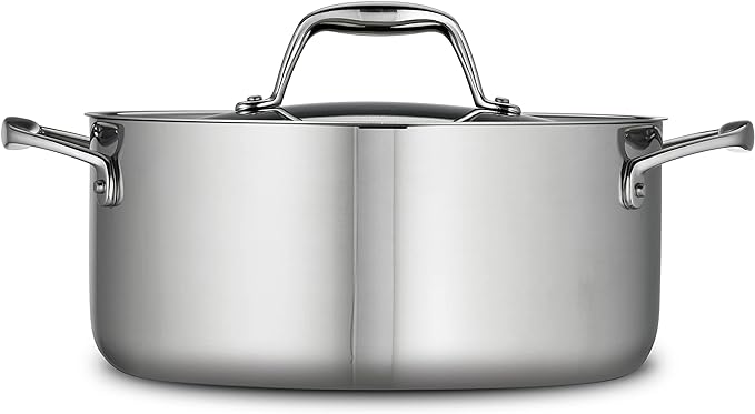 Tramontina Signature Tri-Ply Clad Stainless Steel 5-Quart Dutch Oven Pot with Lid, Induction-Ready, Dishwasher-Safe, NSF-Certified, Made in Brazil