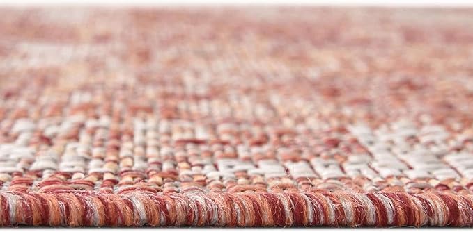 Unique Loom Outdoor Traditional Collection Area Rug - Valeria (10' Square, Rust Red/ Ivory)