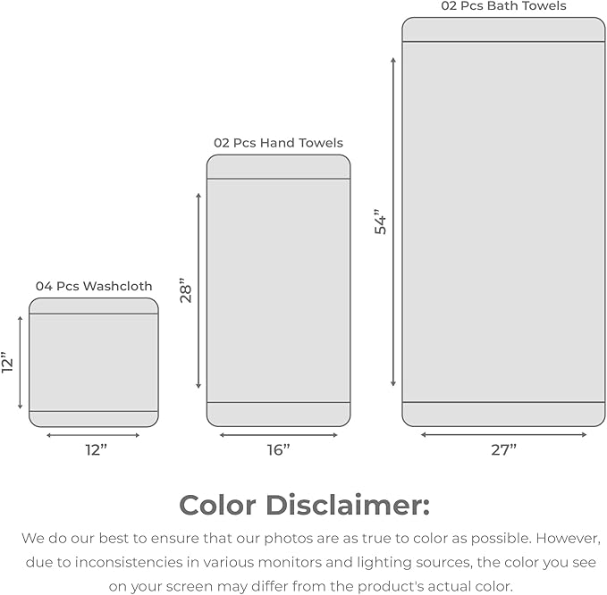 Avalon Towels Luxury 8 Piece Towels Set, 2 Bath Towels, 2 Hand Towels and 4 Washcloths, 600 GSM 100% Ring Spun Cotton Highly Absorbent Bathroom Towel Set, Ideal for Hotel, Spa and Gym (Beige)