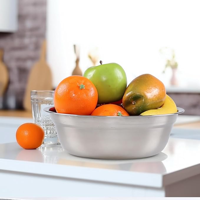 Set of 4 Stainless Steel Serving Bowls, Metal Prep Mixing Bowls for Kitchen