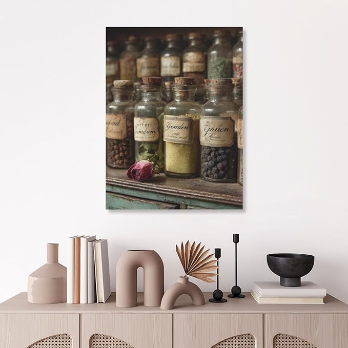 RPSIRVFO Oil Art Spices Wall Decor Unframed Spices on rustic shelf Ideal choice for wall decoration in living rooms bedrooms bathrooms offices