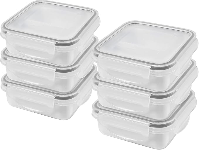 carrotez 2 Compartment Snack Containers, Mini Snack Containers for Mini Fridge, Small Food Storage Containers, Airtight Lids, Reusable, 1.1 cup, 6 PACK