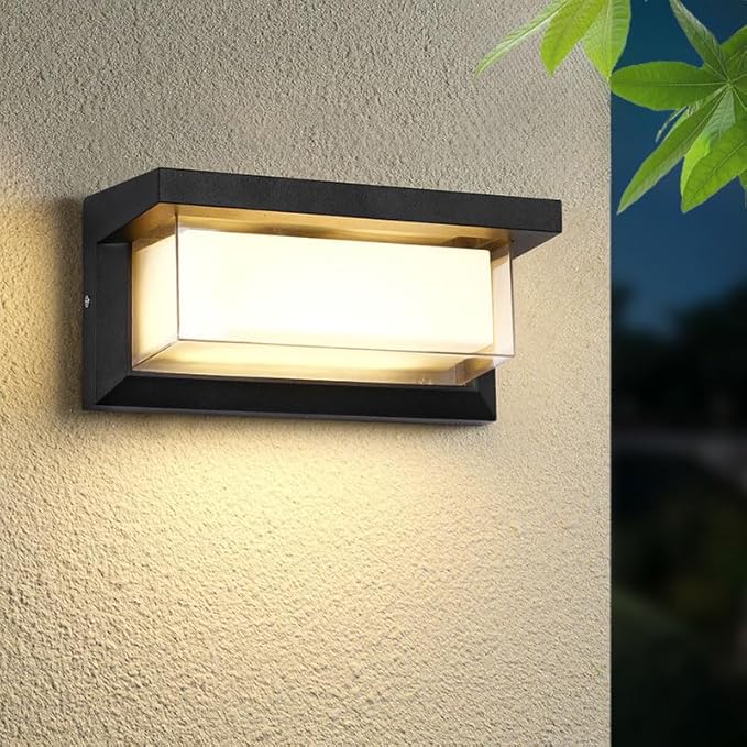 Outdoor Wall Lights 2Pack LED 3 Color Outdoor Light Fixture Wall Mount Exterior Lights 2100Lm IP65 Exterior Wall Sconce,Rustproof Sconce with Double Shade, Matte Black Light for Porch