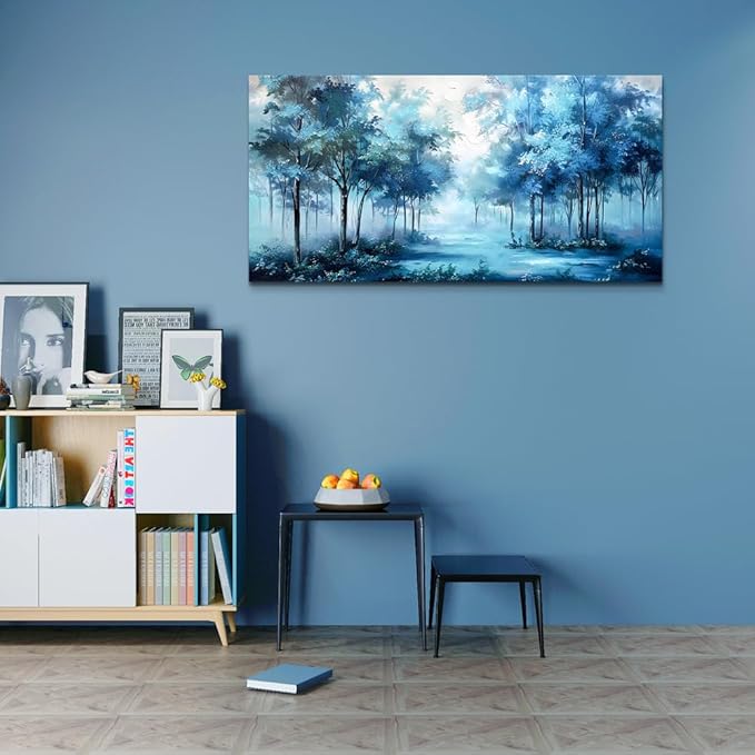 Wapluam Foggy Forest Landscape Wall Pictures Large Wall Art For Living Room Canvas Wall Decor For Bedroom Office Decorations Trees Wall Paintings Canvas Prints Art Home Decor Mural Ready To Hang