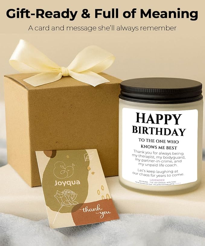 Birthday Gifts for Women – Funny 7oz Lavender Candle, Best Friend Birthday Gifts for Women Unique, Thoughtful Gift for BFF, Soul Sister, Coworker, or Classmate, White