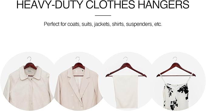 StorageWorks Wooden Hangers 30 Pack, Wood Coat Hanger for Coats, Shirts, Jackets, Pants, Suits, Dark Cherry Color