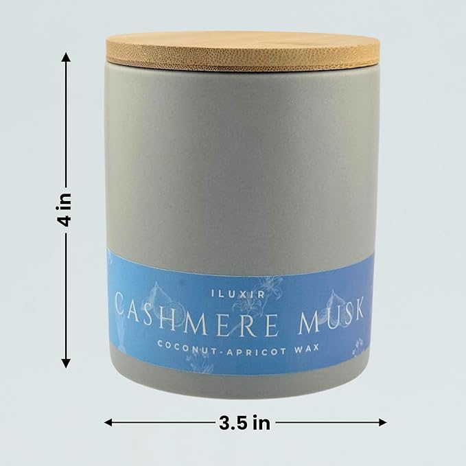 Amber, Vetiver & Florals Cashmere Musk Luxury Candle – Organic Scented Fragrance, Long Burning, Phthalate-Free, Vegan, Handcrafted 13 oz Candle with Luxury Gift Box for Home & Office