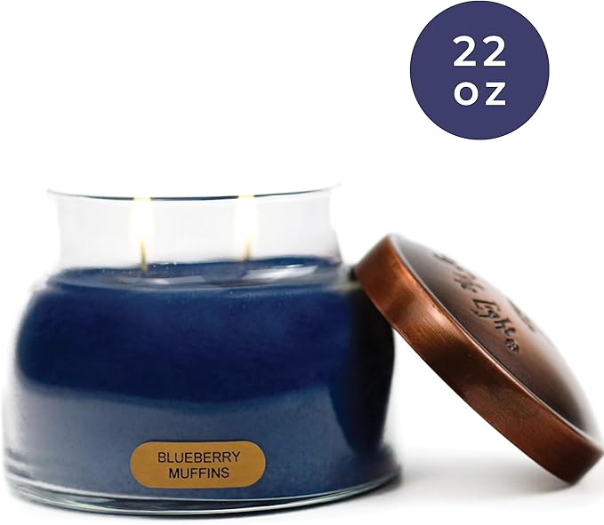 A Cheerful Giver - Blueberry Muffins Mama Scented Glass Jar Candle (22oz) with Lid & True to Life Fragrance Made in USA