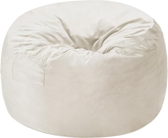 Homguava 5 FT Bean Bag Chair: 5' Bean Bags with Memory Foam Filled, Large Beanbag Chairs Soft Sofa with Dutch Velvet Cover-Beige