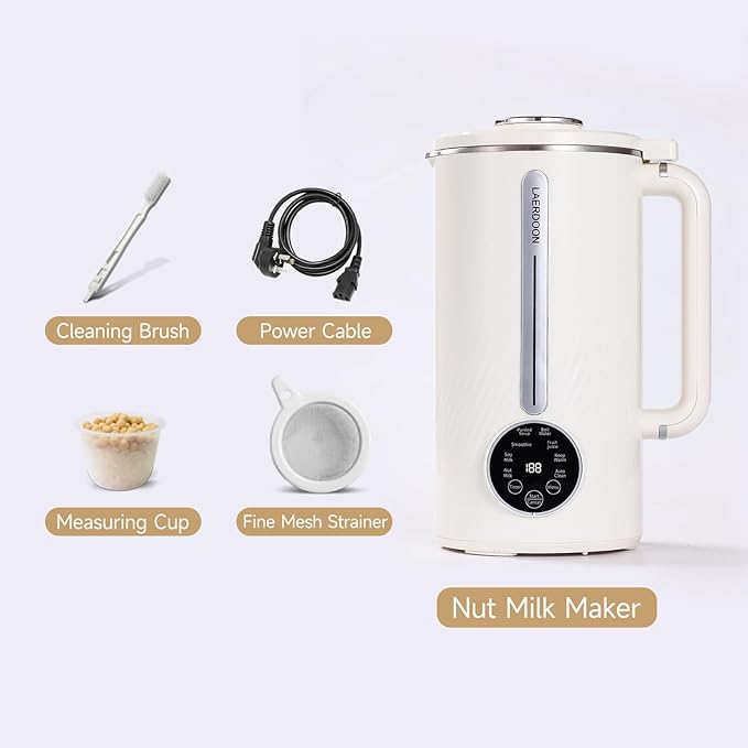 Nut Milk Maker Blender Can Delay Start-up/Keep Warm/Boil Water/Self Clean,34 oz 8 in 1 Automatic Mixer Blender Suitable for Soy, Almond, Oat, Coconut, Plant Based and Non Dairy Beverages